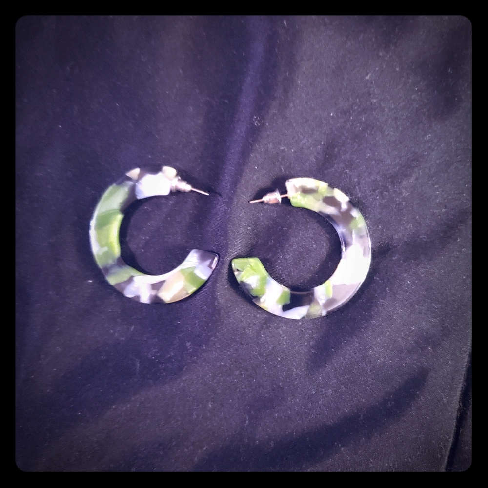 Green hoop earrings